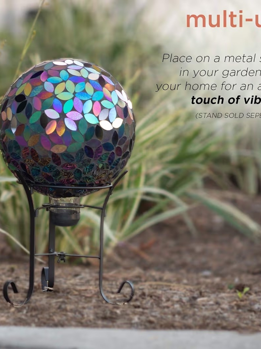 Alpine Corporation 10" Purple Mosaic Glass Gazing Globe – New in Box Garden Yard - Picture 7 of 10
